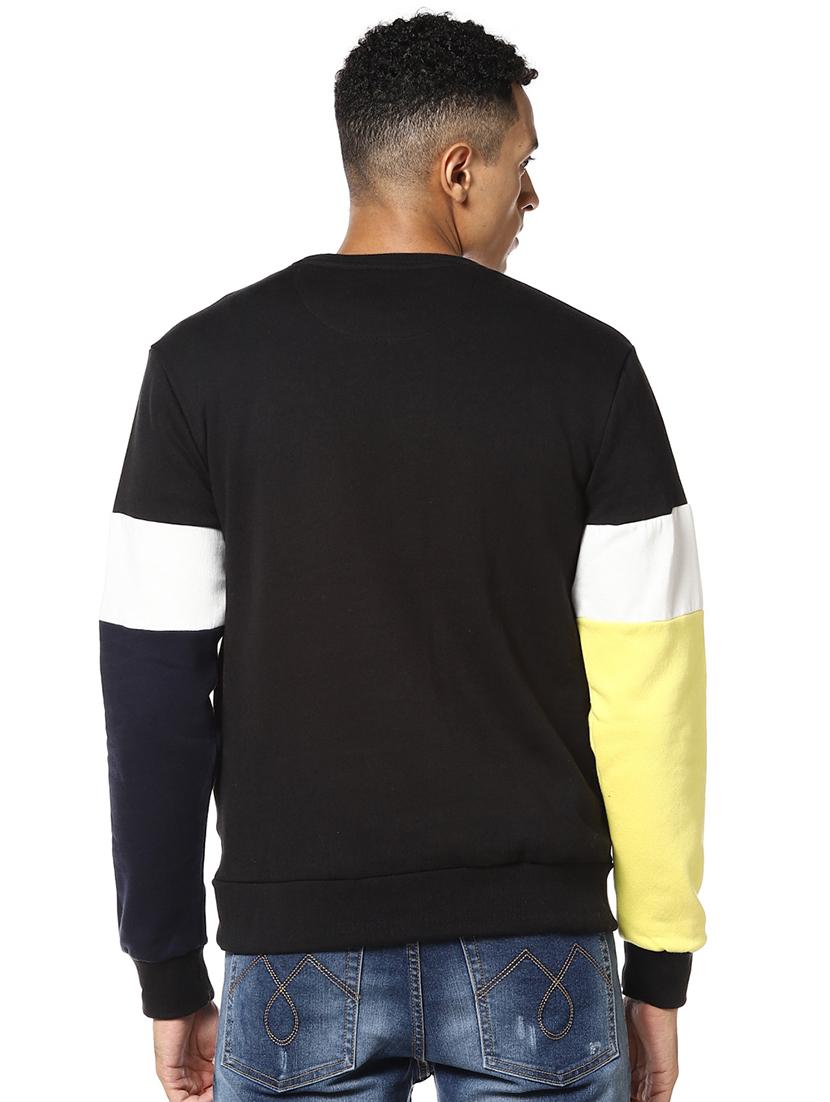 black color block cut & sew sweatshirt - 17274724 - Zoom Image - 3