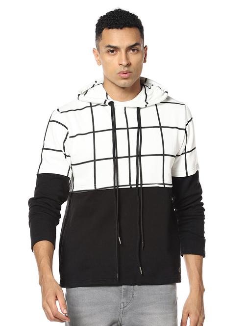 white checkered cut & sew sweatshirt - 17274734 - Standard Image - 1