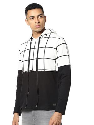 white checkered cut & sew sweatshirt - 17274734 - Standard Image - 2