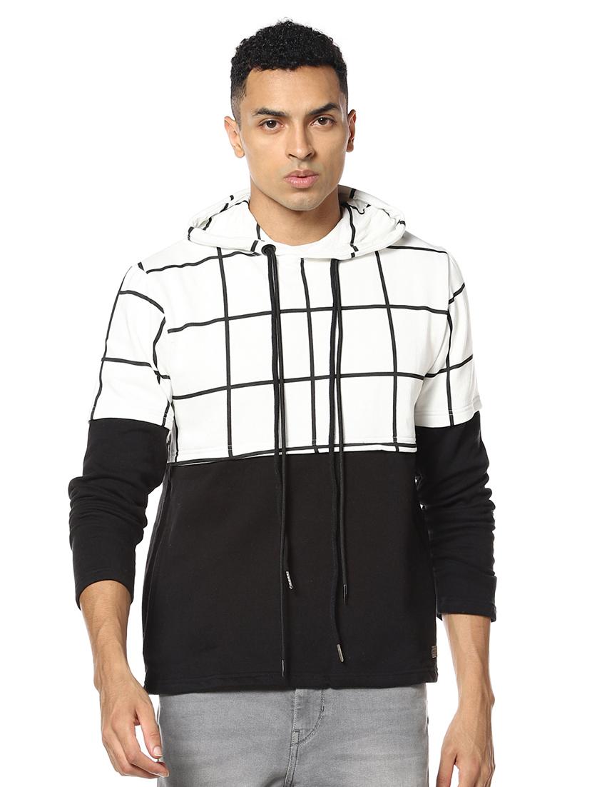 white checkered cut & sew sweatshirt - 17274734 - Zoom Image - 1