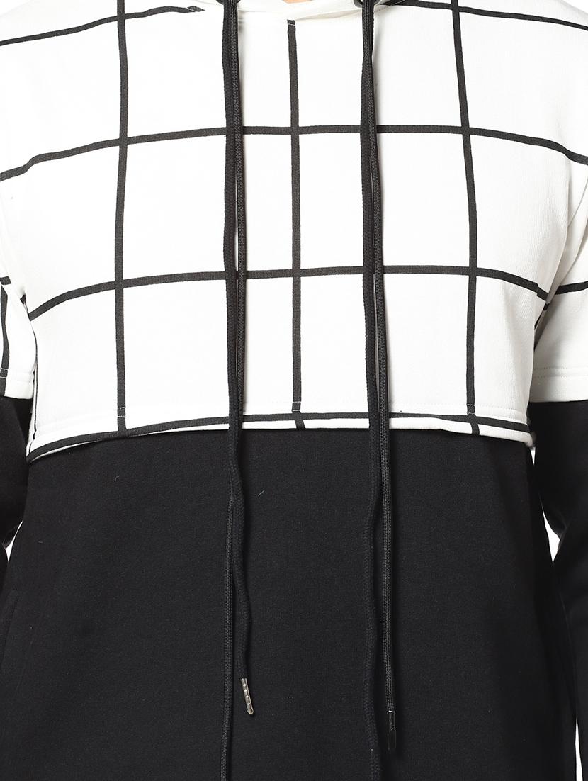 white checkered cut & sew sweatshirt - 17274734 - Zoom Image - 4