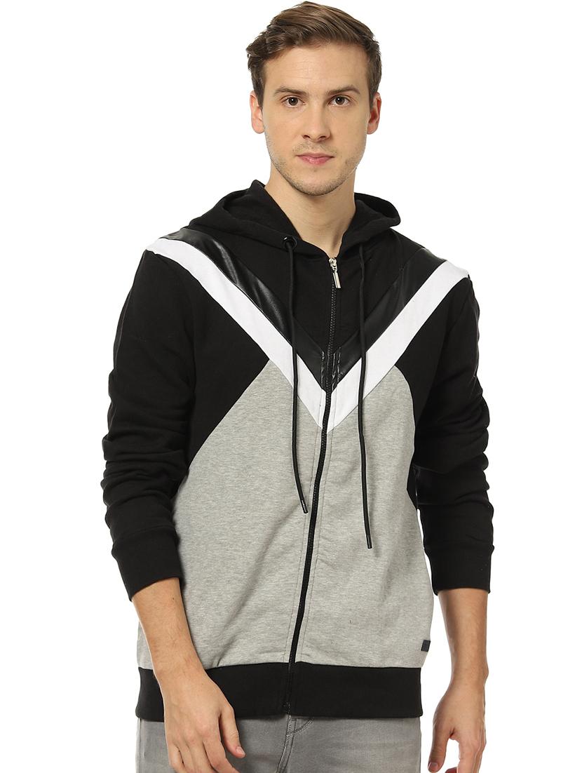 black color block cut & sew sweatshirt - 17274743 - Zoom Image - 1