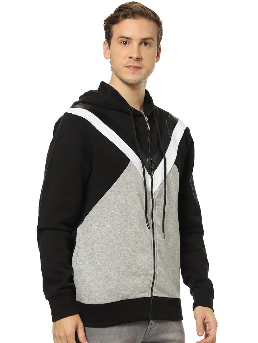 black color block cut & sew sweatshirt - 17274743 - Zoom Image - 2