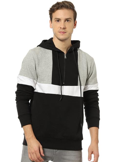 black color block cut & sew sweatshirt - 17274744 - Standard Image - 1