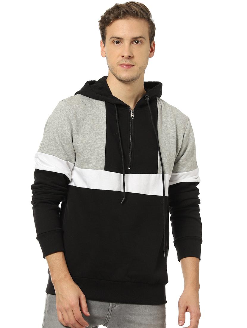 black color block cut & sew sweatshirt - 17274744 - Zoom Image - 1