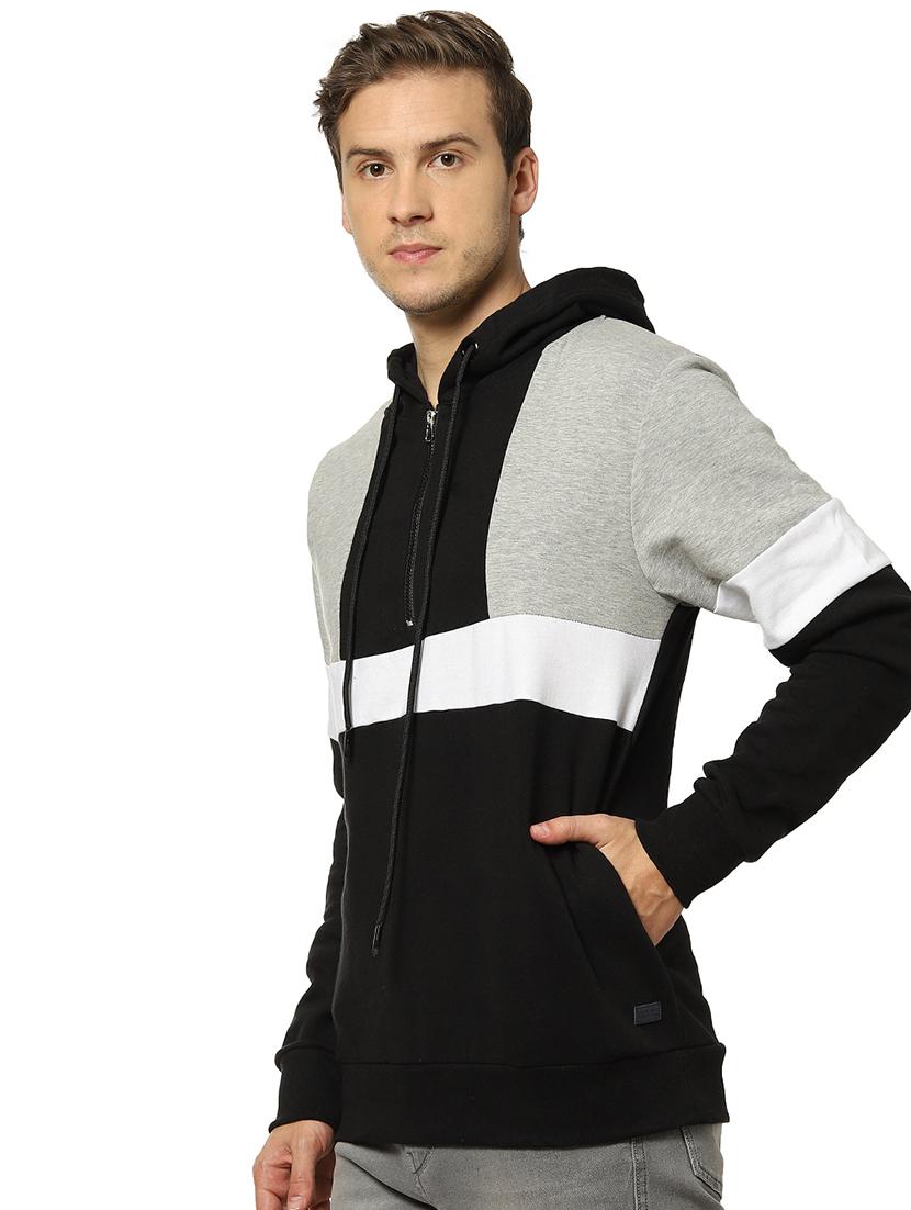 black color block cut & sew sweatshirt - 17274744 - Zoom Image - 2