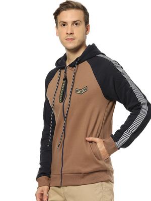 brown color block raglan sweatshirt - 17274747 - Standard Image - 2