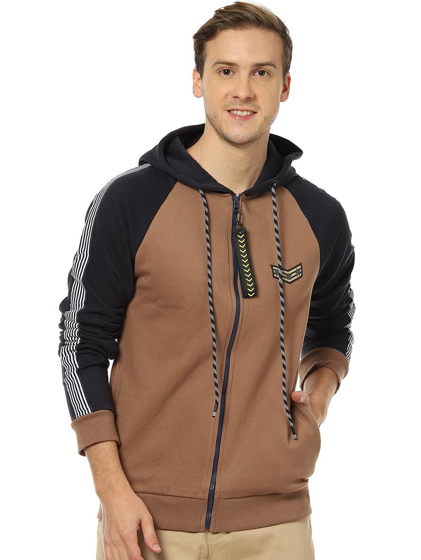 brown color block raglan sweatshirt - 17274747 - Zoom Image - 1