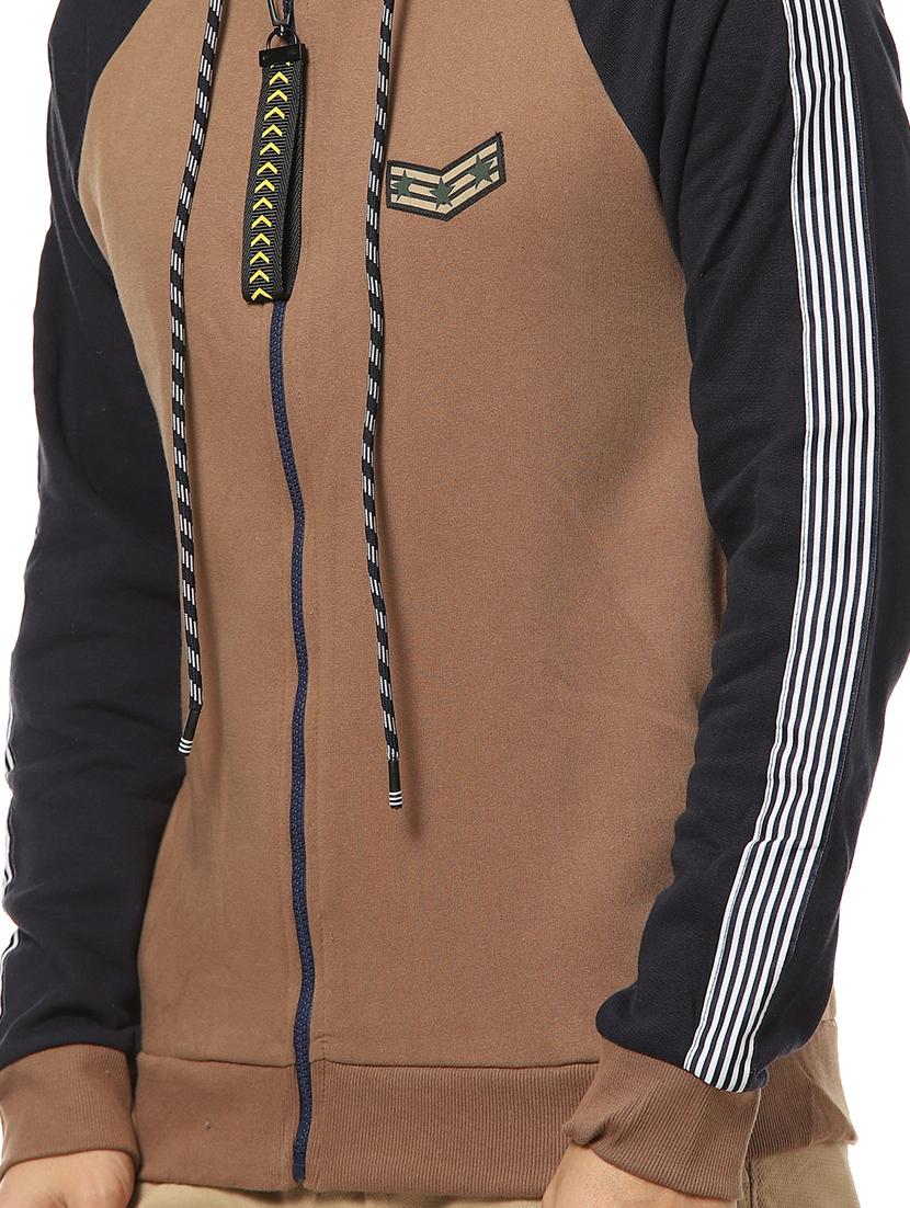 brown color block raglan sweatshirt - 17274747 - Zoom Image - 5