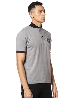 grey solid collared t-shirt - 17274749 - Standard Image - 2