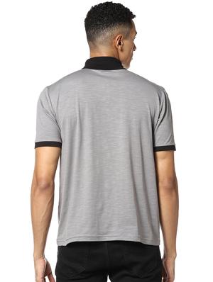 grey solid collared t-shirt - 17274749 - Standard Image - 3