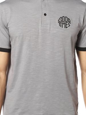 grey solid collared t-shirt - 17274749 - Standard Image - 4