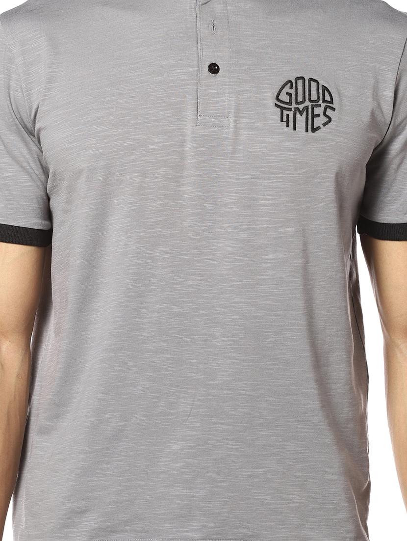 grey solid collared t-shirt - 17274749 - Zoom Image - 4
