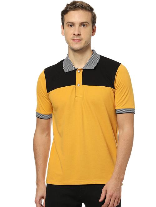 yellow color block polo t-shirt - 17274752 - Standard Image - 1