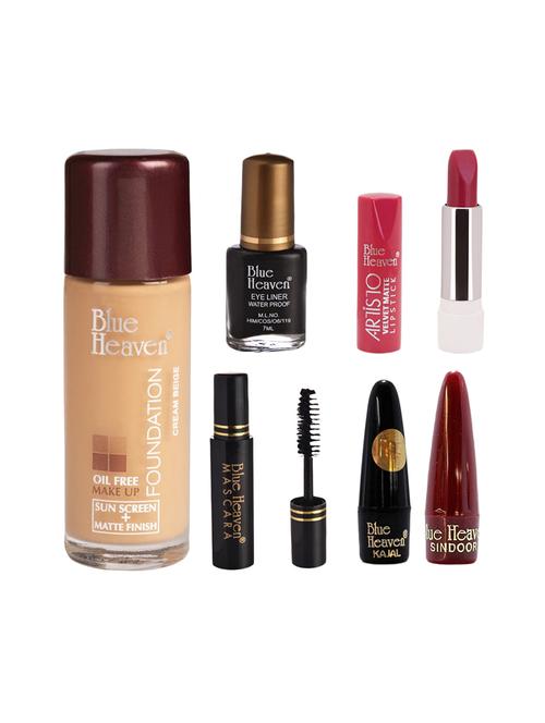 blue heaven pack of foundation,eyeliner,mascara,kajal,sindoor,artisto velvet lipstick shade-403 - 17274771 - Standard Image - 1