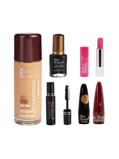 blue heaven pack of foundation,eyeliner,mascara,kajal,sindoor,artisto velvet lipstick shade-416 - 17274795 - Very Small Image - 1
