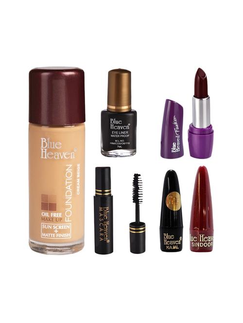 blue heaven pack of foundation,eyeliner,mascara,kajal,sindoor,fashion lipstick shade-6 - 17274860 - Very Small Image - 1