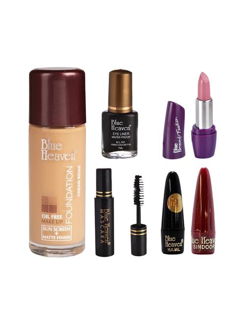 blue heaven pack of foundation,eyeliner,mascara,kajal,sindoor,fashion lipstick shade-19 - 17274870 - Very Small Image - 1