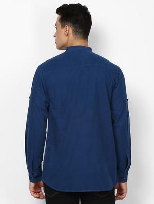 navy blue solid short kurta - 17274878 - Standard Image - 3