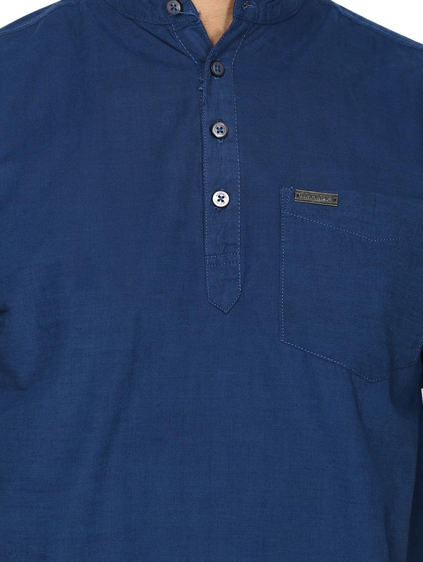 navy blue solid short kurta - 17274878 - Zoom Image - 5