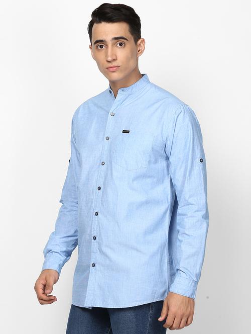 light blue solid casual shirt - 17274881 - Standard Image - 1
