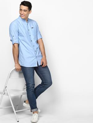 light blue solid casual shirt - 17274881 - Standard Image - 4