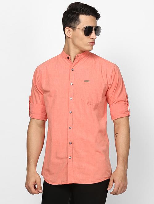 peach solid casual shirt - 17274882 - Standard Image - 1