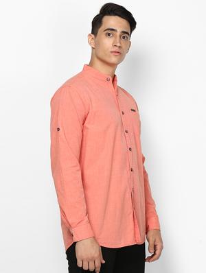 peach solid casual shirt - 17274882 - Standard Image - 2