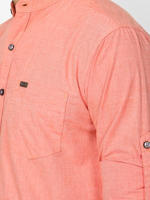 peach solid casual shirt - 17274882 - Standard Image - 5