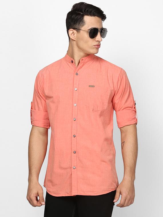 peach solid casual shirt - 17274882 - Zoom Image - 1