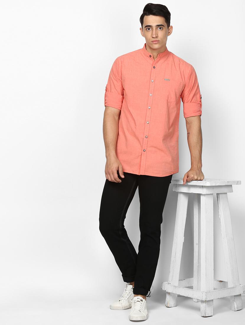 peach solid casual shirt - 17274882 - Zoom Image - 4