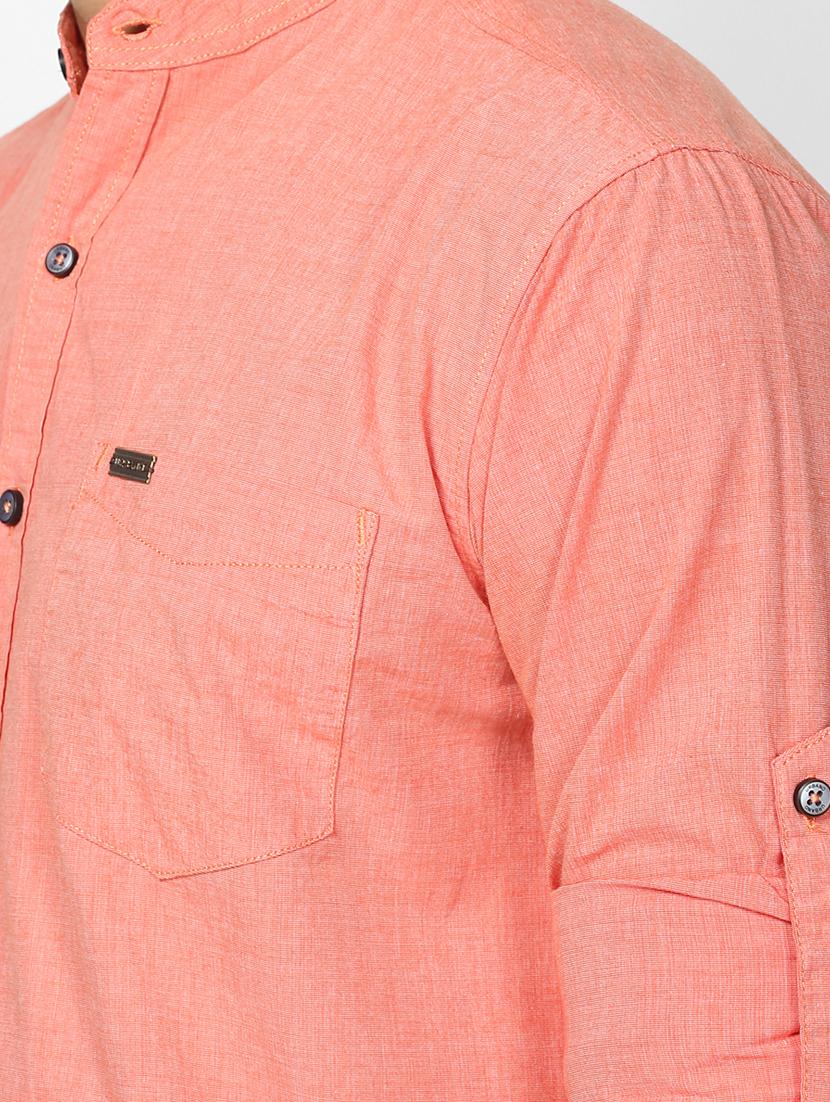 peach solid casual shirt - 17274882 - Zoom Image - 5