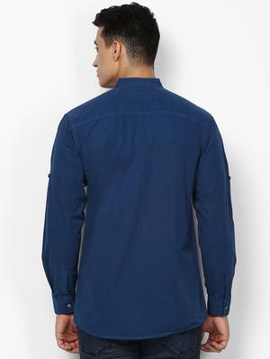 navy blue solid casual shirt - 17274884 - Standard Image - 3