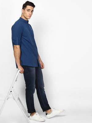 navy blue solid casual shirt - 17274884 - Standard Image - 4