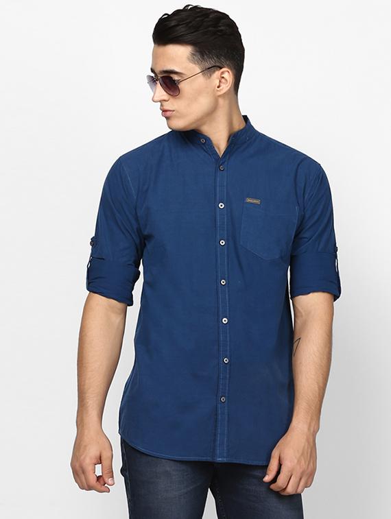navy blue solid casual shirt - 17274884 - Zoom Image - 1