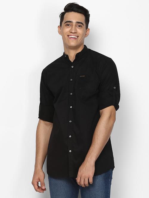 black solid casual shirt - 17274885 - Standard Image - 1