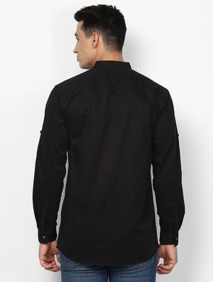 black solid casual shirt - 17274885 - Standard Image - 3