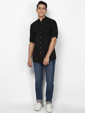 black solid casual shirt - 17274885 - Standard Image - 4
