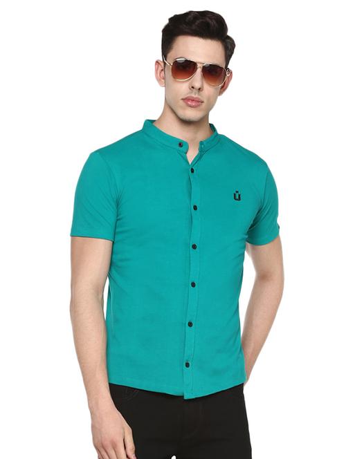 green solid casual shirt - 17274887 - Standard Image - 1