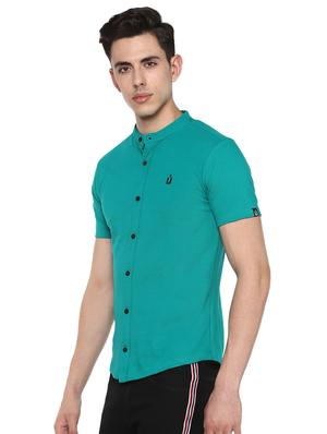 green solid casual shirt - 17274887 - Standard Image - 2