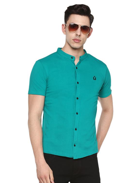 green solid casual shirt - 17274887 - Zoom Image - 1