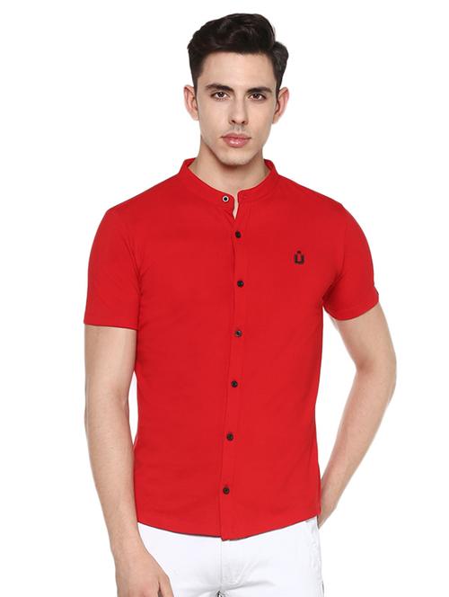 red solid casual shirt - 17274888 - Standard Image - 1