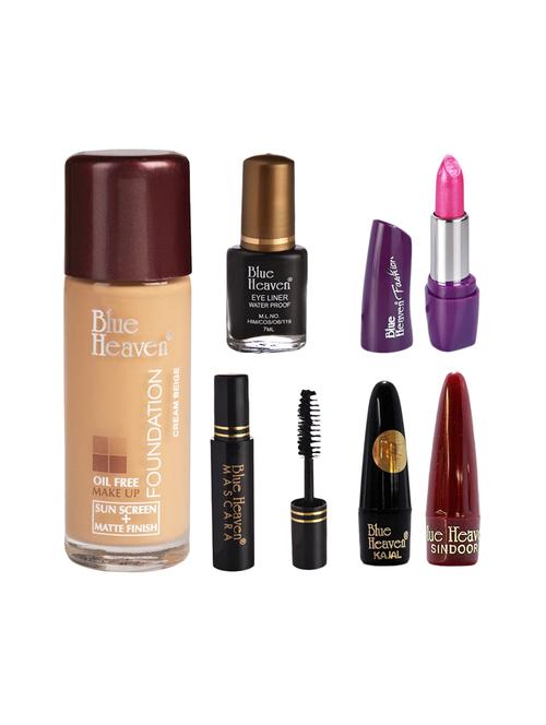 blue heaven pack of foundation,eyeliner,mascara,kajal,sindoor,fashion lipstick shade-24 - 17274926 - Very Small Image - 1