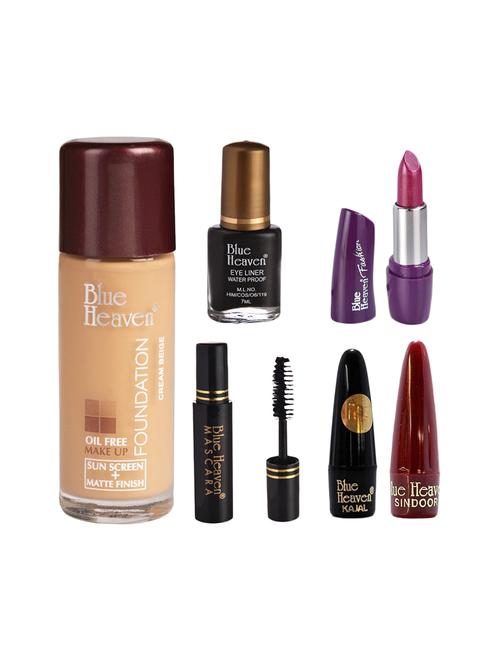 blue heaven pack of foundation,eyeliner,mascara,kajal,sindoor,fashion lipstick shade-26 - 17274937 - Very Small Image - 1