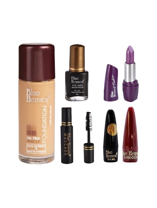 blue heaven pack of foundation,eyeliner,mascara,kajal,sindoor,fashion lipstick shade-27 - 17274938 - Very Small Image - 1