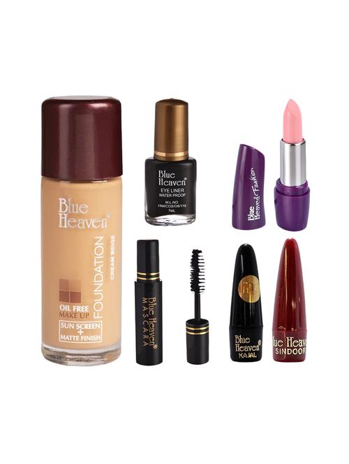 blue heaven pack of foundation,eyeliner,mascara,kajal,sindoor,fashion lipstick shade-65 - 17274941 - Very Small Image - 1