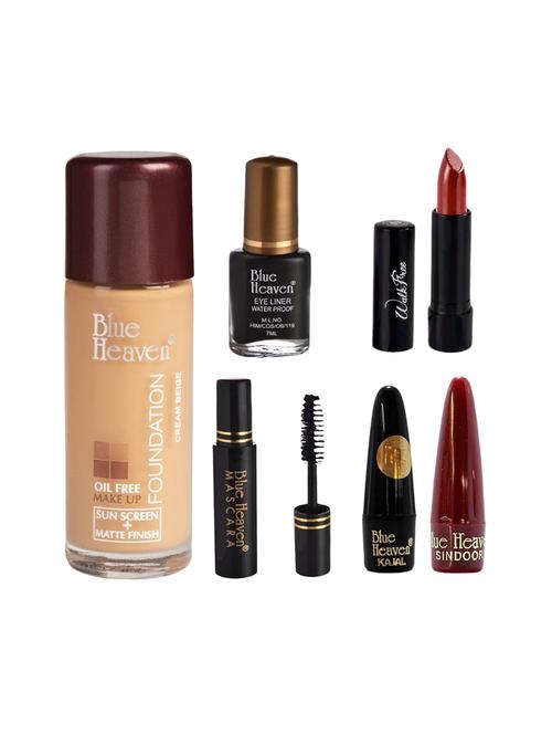 blue heaven pack of foundation,eyeliner,mascara,kajal,sindoor,walkfree lipstick shade-5 - 17274946 - Very Small Image - 1