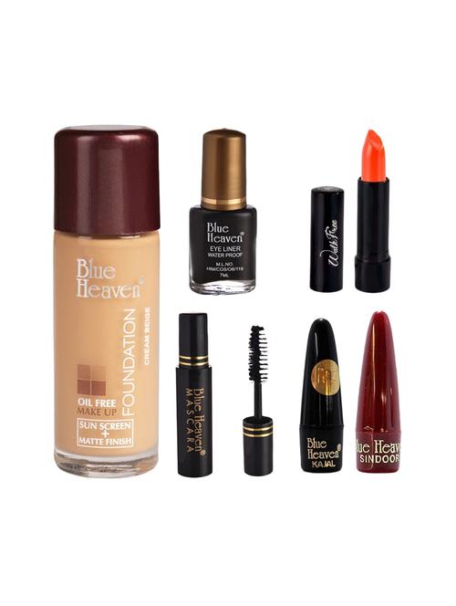 blue heaven pack of foundation,eyeliner,mascara,kajal,sindoor,walkfree lipstick shade-6 - 17274947 - Standard Image - 1