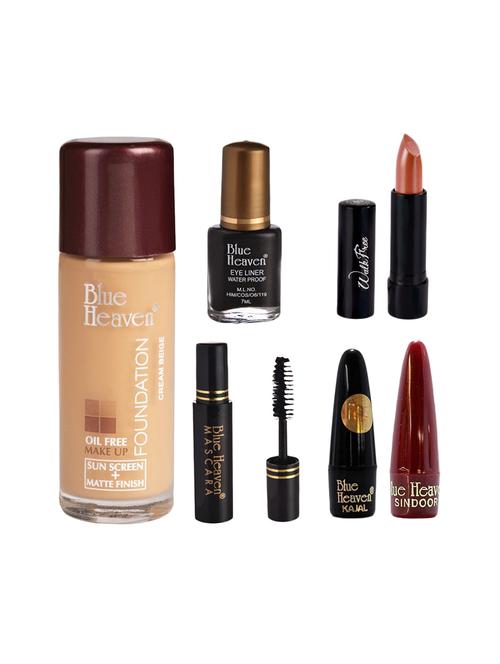 blue heaven pack of foundation,eyeliner,mascara,kajal,sindoor,walkfree lipstick shade-9 - 17274950 - Very Small Image - 1