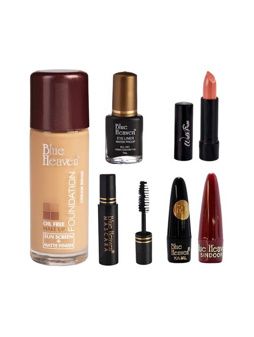 blue heaven pack of foundation,eyeliner,mascara,kajal,sindoor,walkfree lipstick shade-10 - 17274951 - Very Small Image - 1